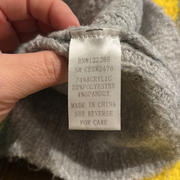 Water Lily Gray and Rainbow Stripe Oversized Sweater - Picture 4 of 4